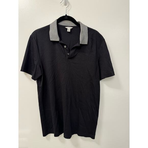 Calvin Klein Small Black Short Sleeve Men's Black Polo Stretch Cotton Contrast - Picture 1 of 5